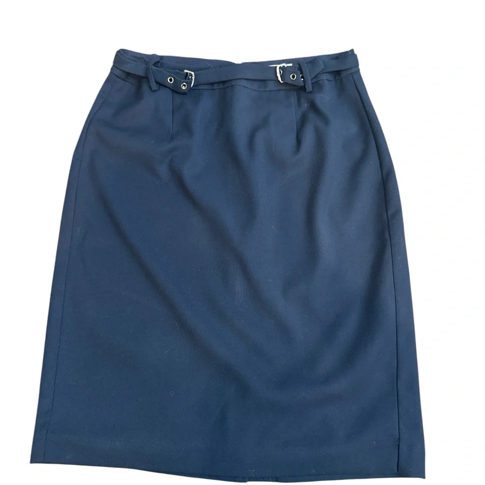 Banana Republic Navy Belted Pencil Skirt Classic Career Chic Size 4 Chic Fashion